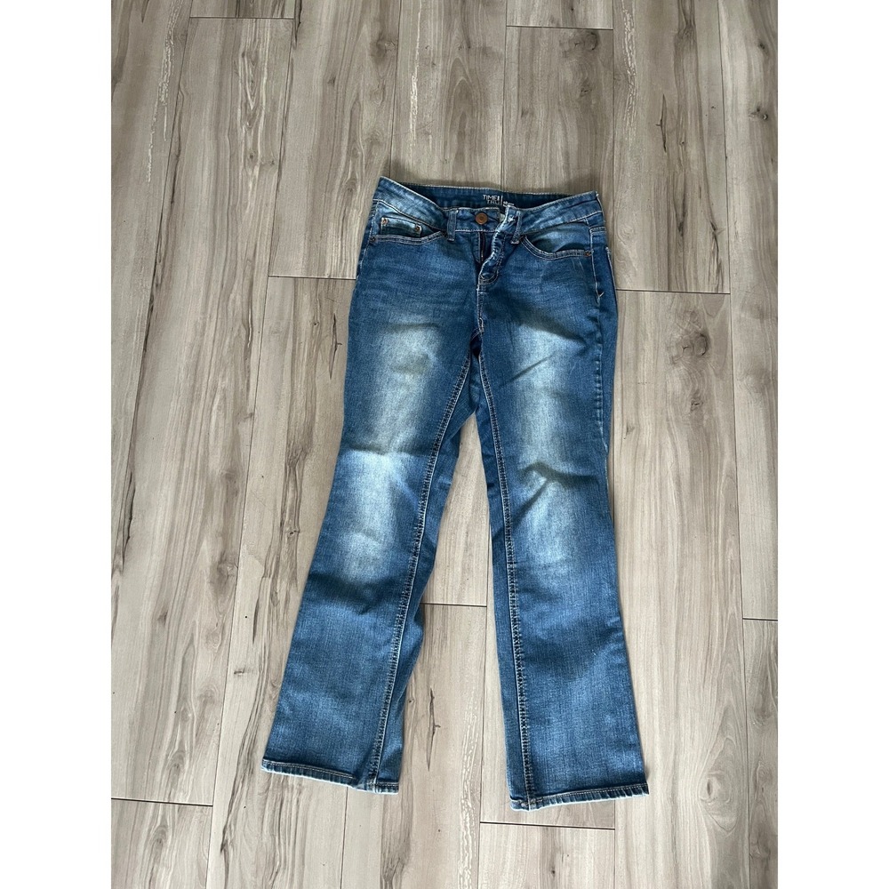 Time and Tru Womens 10 Petite Bootcut Jeans‎ Medium Wash Blue Stretch Denim